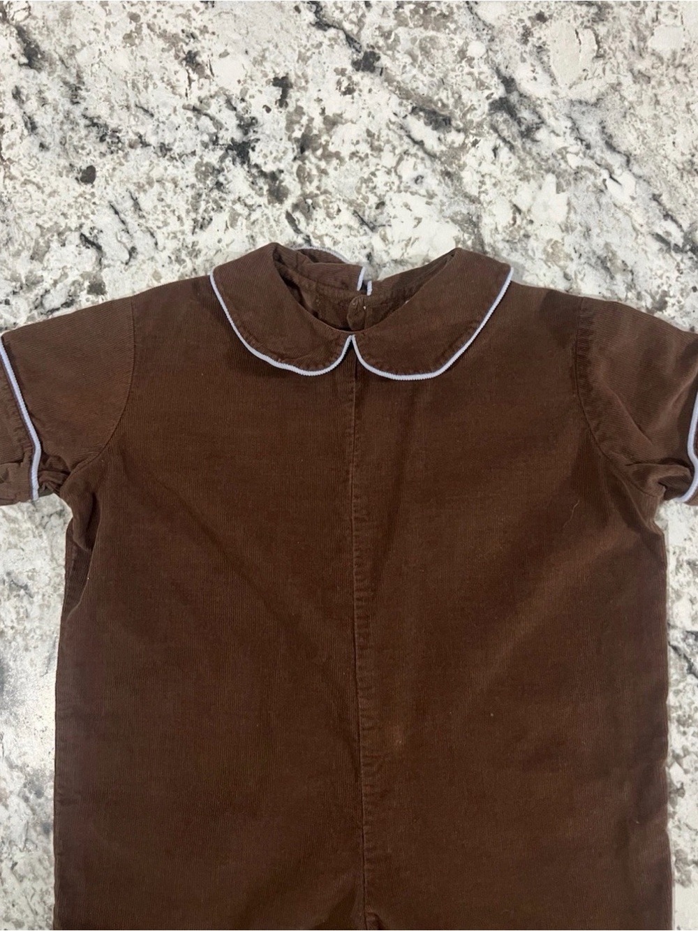 Kelly's Kids Brown Corduroy Romper with Blue Piping - Picture 2 of 7